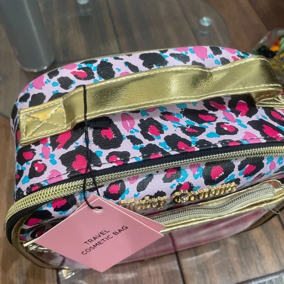 JUICY COUTURE Pink Leopard Pattern PURounded Makeup Case Organizer